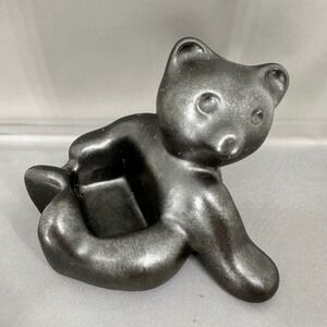 Pigeon River Pottery T Bullen Signed Black Bear Ceramic Figurine Dish Catchall